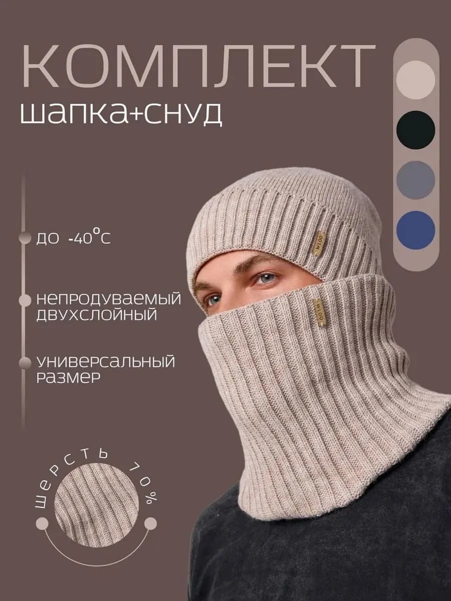 Комплект: шапка + снуд на флисе