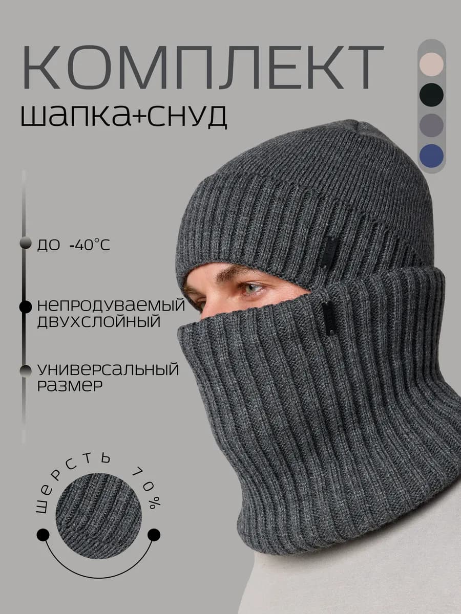Комплект: шапка + снуд на флисе